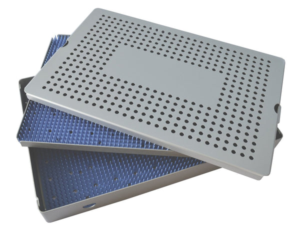Aluminum Sterilization Tray 15" x 10" x 1.5" Extra Large Deep Double Layer - CalTray A7100